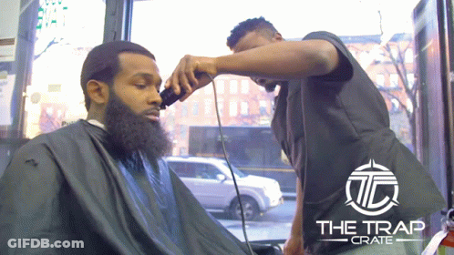 Man Getting Haircut At Trap Crate Barber Shop GIF