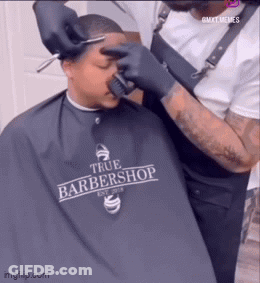Man Getting Haircut At True Barbershop GIF