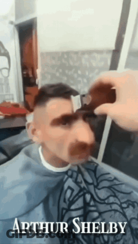 Man Getting Haircut By Arthur Shelby In Barber Shop GIF