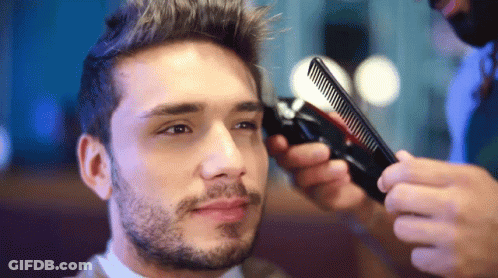 Man Getting Haircut By Barber GIF