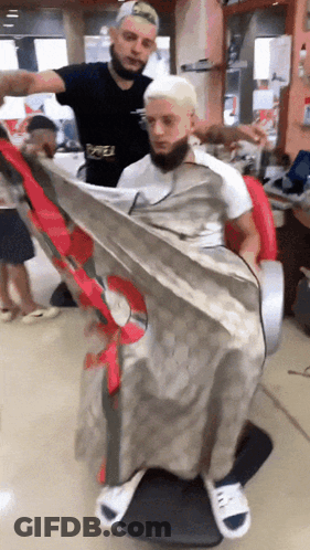Man Getting Haircut By Barber GIF