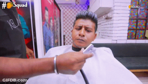 Man Getting Haircut By Barber With #Squad GIF