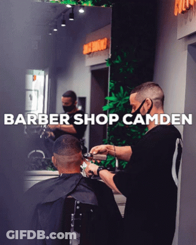 Man Getting Haircut In Camden Barber Shop GIF