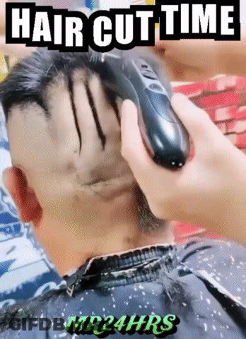 Man Getting Haircut Saying Hair Cut Time GIF