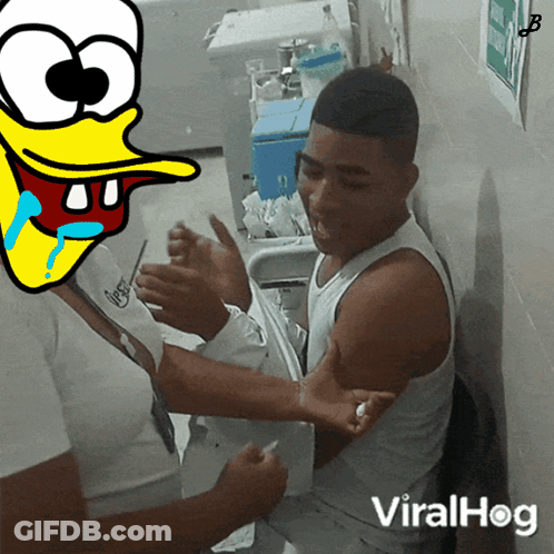 Man Getting Injection With Duck Saying Viralhog GIF