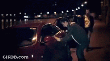 Man Getting Out Of Car At Night GIF