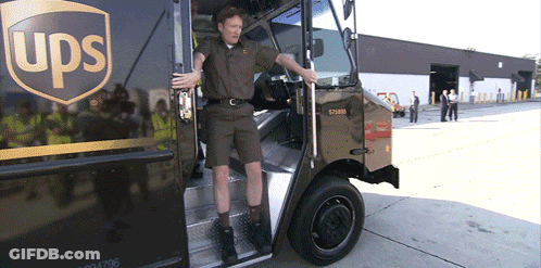 Man Getting Out Of UPS Truck GIF