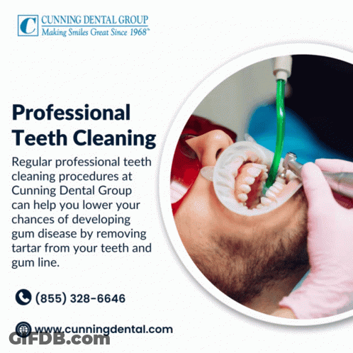 Man Getting Teeth Cleaning At Cunning Dental Group GIF