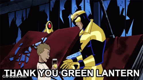Man Giving Child Drink Thank You Green Lantern GIF
