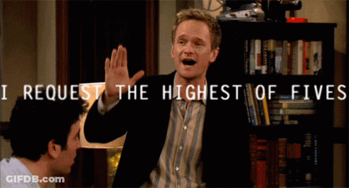 Man Giving High Five Saying I Request The Highest Of Fives GIF