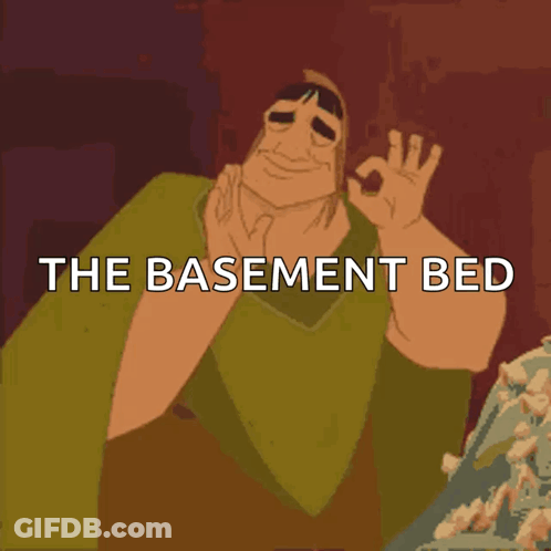 Man Giving OK Sign With Basement Bed GIF