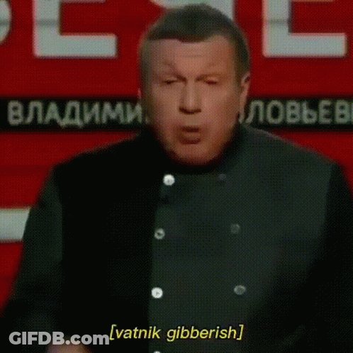 Man Giving Speech In Front Of Vatnik Gibberish Sign GIF