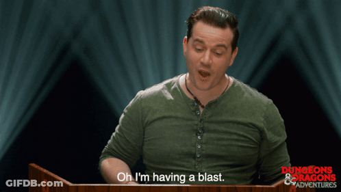 Man Giving Speech Saying Oh I'm Having A Blast GIF