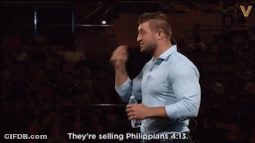 Man Giving Speech Selling Philippians 4:13 GIF