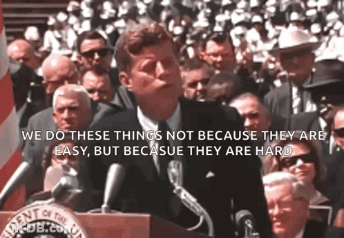 Man Giving Speech We Do These Things Not Because They Are Easy GIF