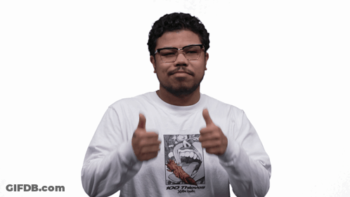 Man Giving Two Thumbs Up Shirt Says 100 Things GIF