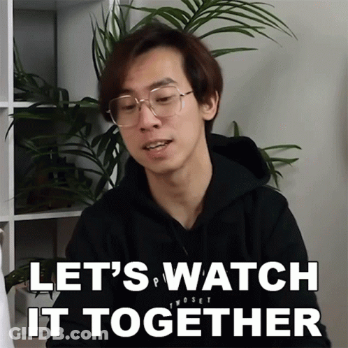 Man Glasses Black Hoodie Says Let's Watch Together GIF