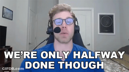 Man Glasses Headphones Saying We're Only Halfway Done Though GIF