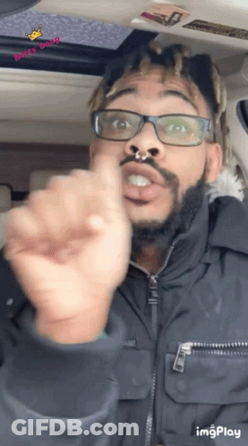 Man Glasses Nose Ring Belly Button Sticker Car GIF