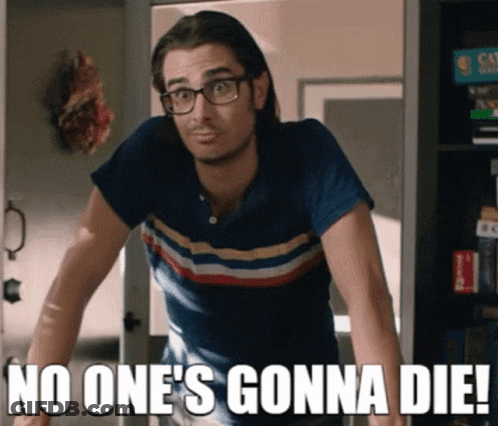 Man Glasses Striped Shirt No One's Gonna Die GIF