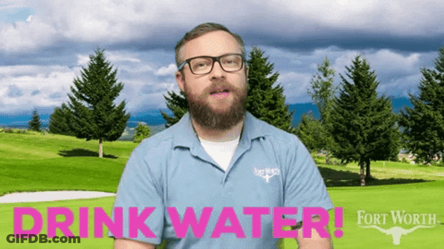 Man Golf Swing Drink Water Meme GIF
