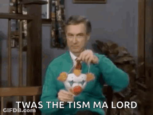 Man Green Clown Toy Saying Twas Tism Ma Lord GIF