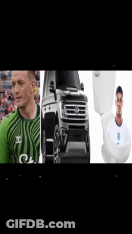 Man Green Shirt Near Black Car And Toilet GIF