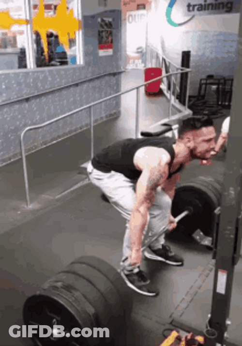 Man Grunting While Doing Deadlift GIF