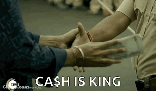 Man Handing Woman Stack Of Money Cash Is King GIF