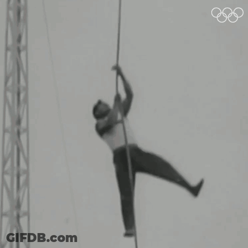 Man Hanging From Rope GIF