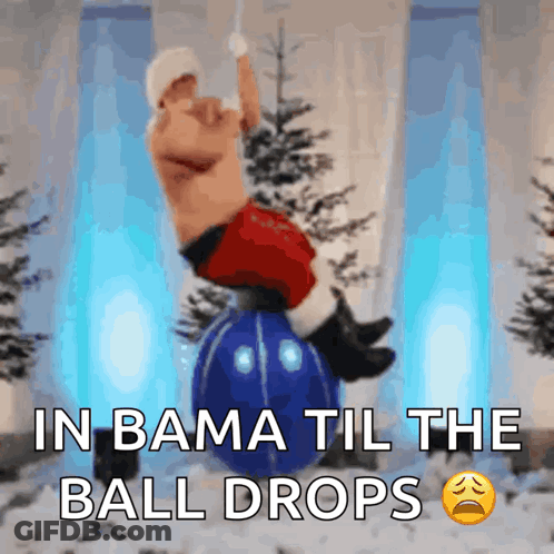 Man Hanging From Rope In Bama Til The Ball Drops GIF