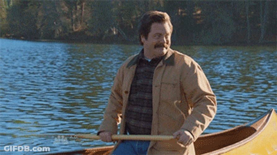 Man Happily Riding The Canoe GIF