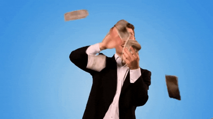 Man Happily Throwing Money GIF