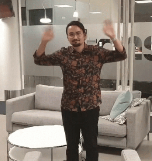 Man Happily Waving Goodbye GIF