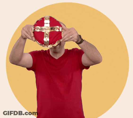 Man Happily Wearing King Crown GIF