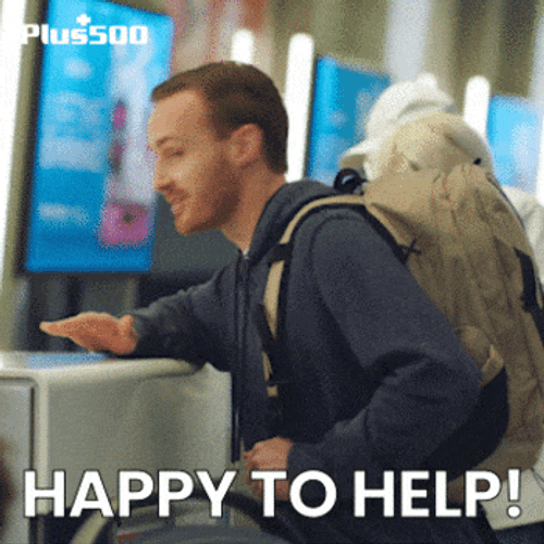 Man Happy To Help Boy Wink In Airport GIF