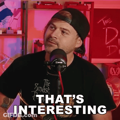 Man Hat Black Shirt Says That's Interesting GIF