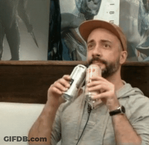 Man Have Two Cans Chugging Beer GIF