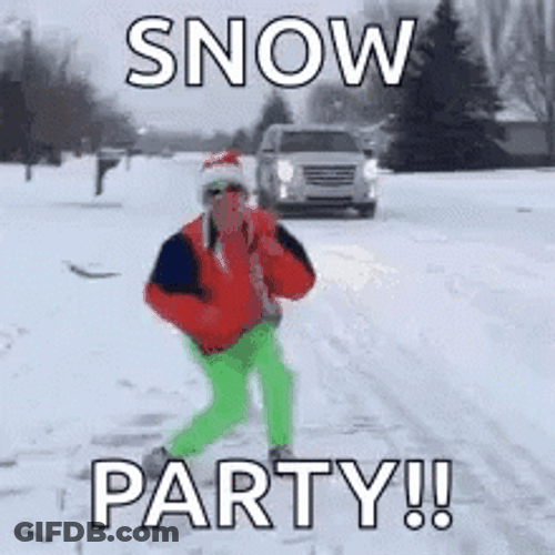Man Having Snow Party On Snow Day GIF