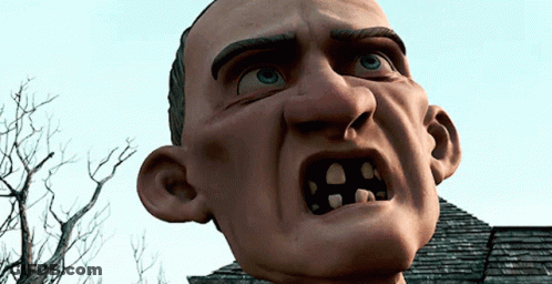 Man Head Statue With Big Mouth GIF