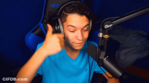 Man Headphones Blue Shirt Thumbs Up GIF