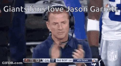 Man Headphones Clapping Giants Fans Love Jason Garrett GIF
