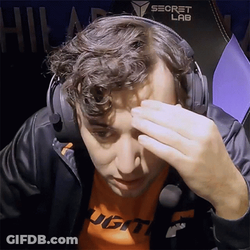 Man Headphones Hand On Forehead Secret Lab Logo GIF