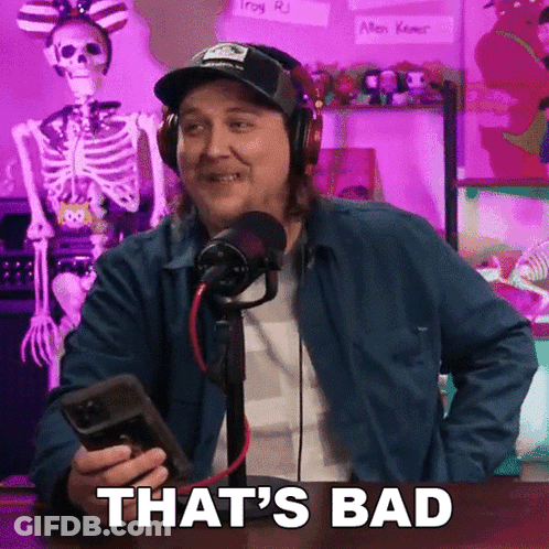 Man Headphones Hat Holding Phone Saying That's Bad GIF