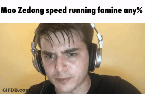 Man Headphones Mao Zedong Speed Running Famine Any % GIF