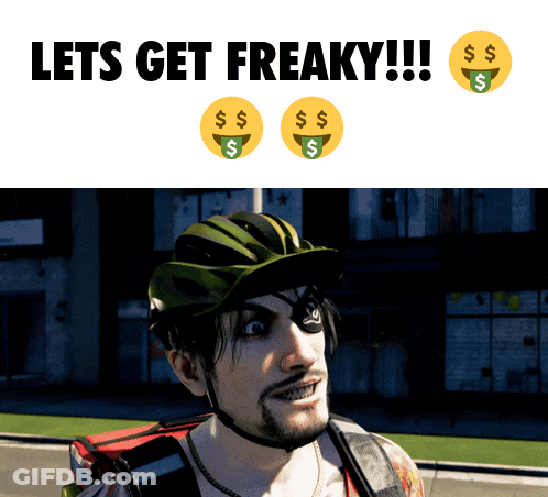 Man Helmet Backpack Says Lets Get Freaky GIF
