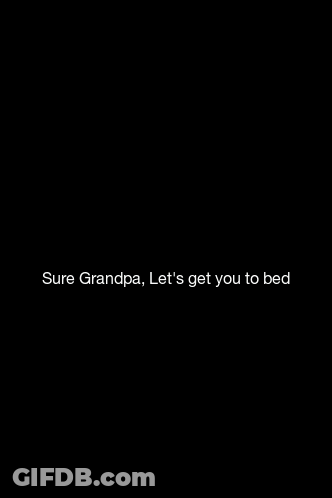Man Helping Elderly Grandpa To Bed GIF