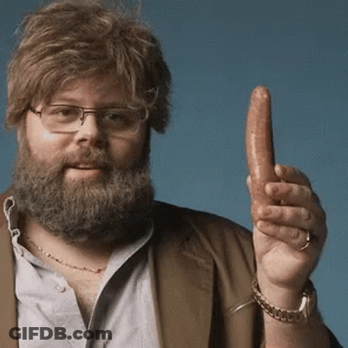 Man Holding A Soft Sausage GIF