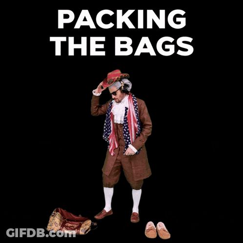 Man Holding American Flag And Packing Bags GIF