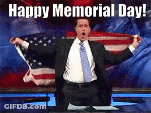 Man Holding American Flag With Happy Memorial Day GIF